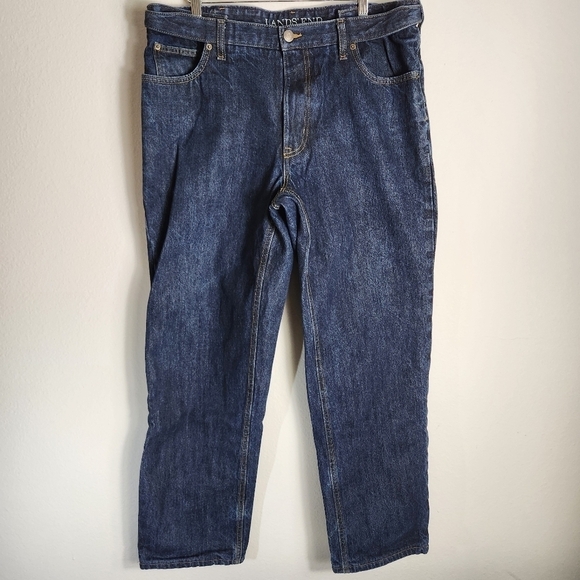 Lands End Mens Comfort Waist Flannel-Lined Straight Leg Jeans-Size 38x30 (NWOT) - Picture 1 of 9